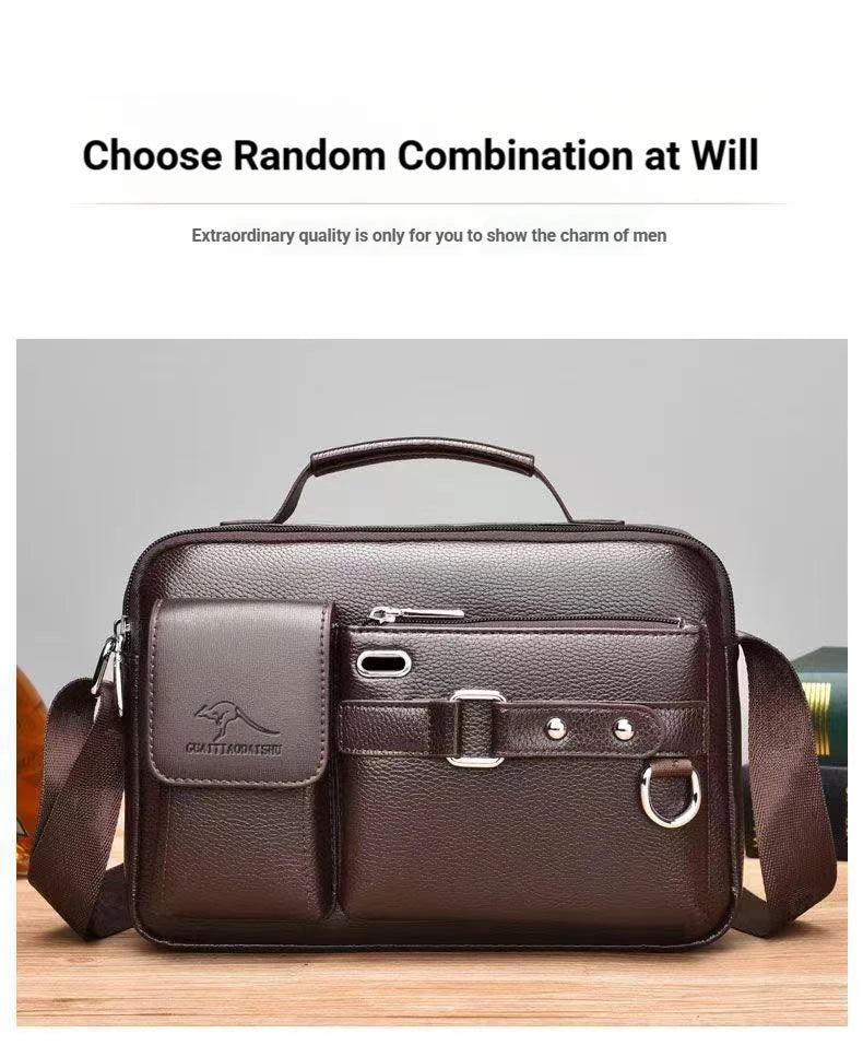 Men's Retro Messenger Bag with Waterproof Design, Large Capacity Laptop Briefcase for Office Work, Travel and School