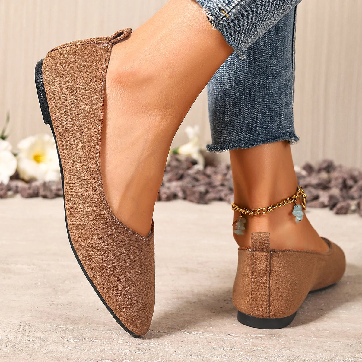 New Style Pointed Toe Shallow Mouth Breathable Bow Decoration Fashionable and Elegant Casual Flat Shoes for Women Zapatos Mujer