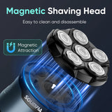 Solimpia Smart Shaver for Men Hair Clippers Electric Razor Magnetic Attraction 6-Blade Home Use Beard Cutter