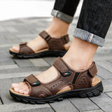 Outdoor Summer Sandals Outdoor Men's Leather Beach Shoes Breathable Casual Sandalias Man Wading Shoes Non-slip Slippers Sandaly