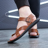 Summer Men Rome Genuine Leather Roman Sandals Gladiator 2024 Sandalias Romanas Hombre Flat Sandles Dropshipping