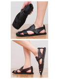 Retro Men's Summer Fashion Hollow Breathable Sandals Comfortable Anti-Slip Wear-Resistant Handmade Roman Style Slippers