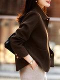 Classic Solid Short Woolen Coats for Woman Autumn Winter Warm Woman Clothing Button Up Female Coat Outfits New In Outerwears