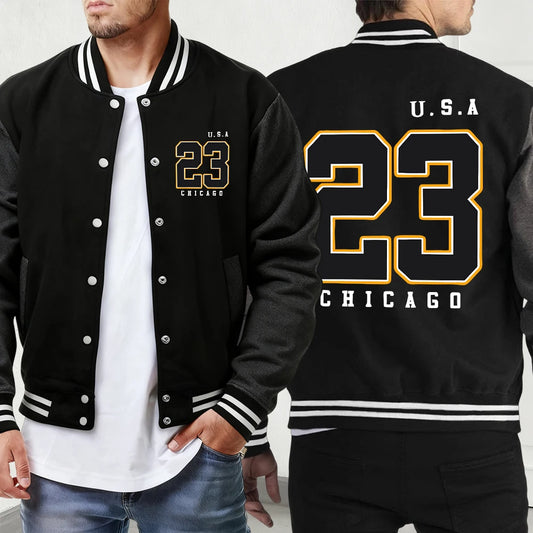Polk High Number 33 Prints Unisex Jackets Classic Pocket Sportswear Street Fashion Menswear Loose Autumn Baseball Uniform Mens
