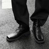 Hot-Selling Leather Boots for Men Fad Square Toe Drape Casual Chelsea Boot British High-end Cool High Top Men Boots Botas Hombre