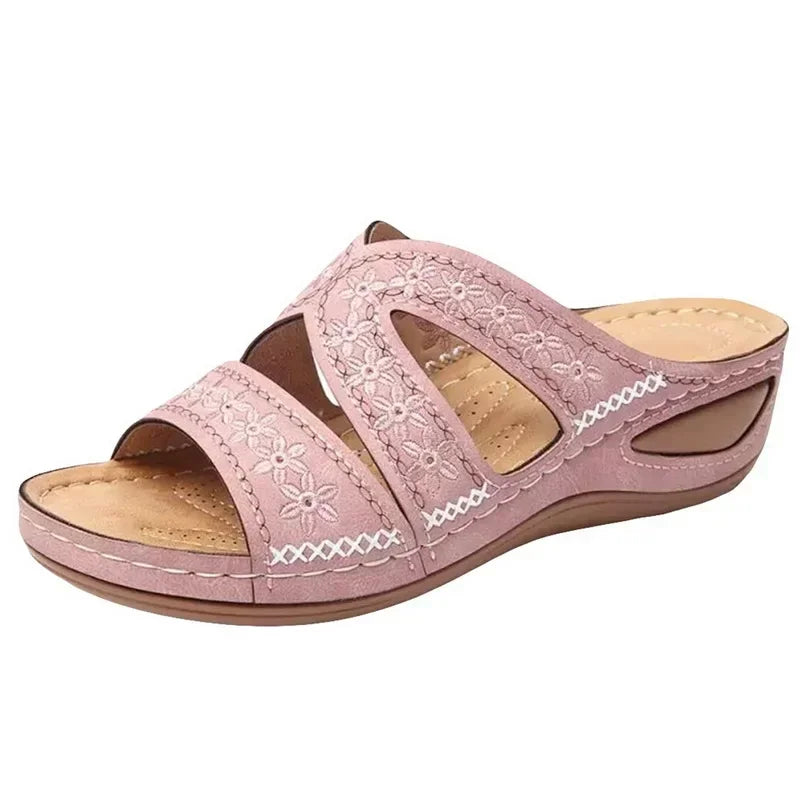 Summer 2025 women's sandals with exposed toes, retro anti slip leather casual women's fashionable versatile sandals