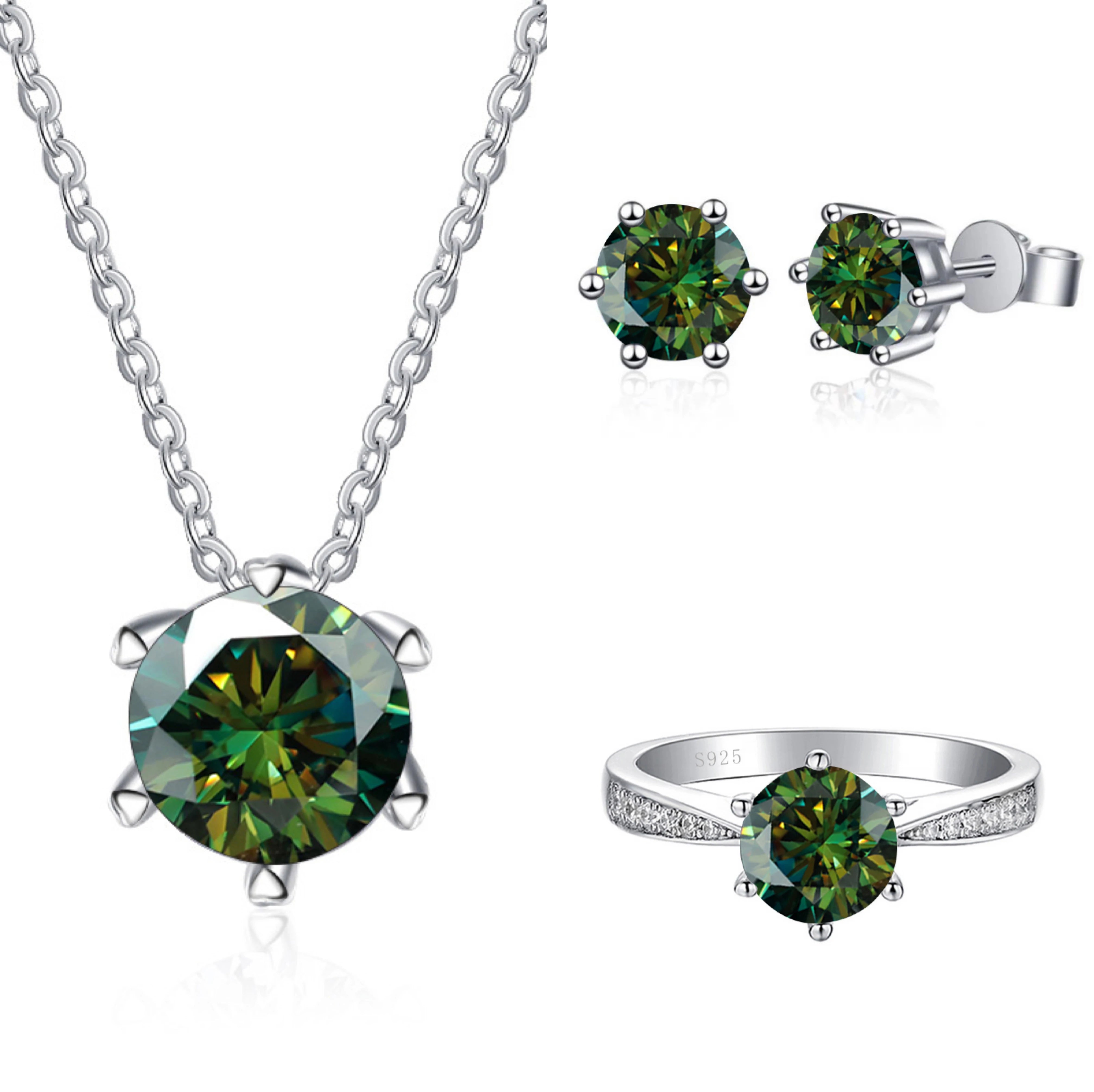 JoyceJelly Moissanite Jewelry Set With 1CT D Color VVS 3EX moissanite stone pass diamond test Wedding Luxury Fine Jewelry gift