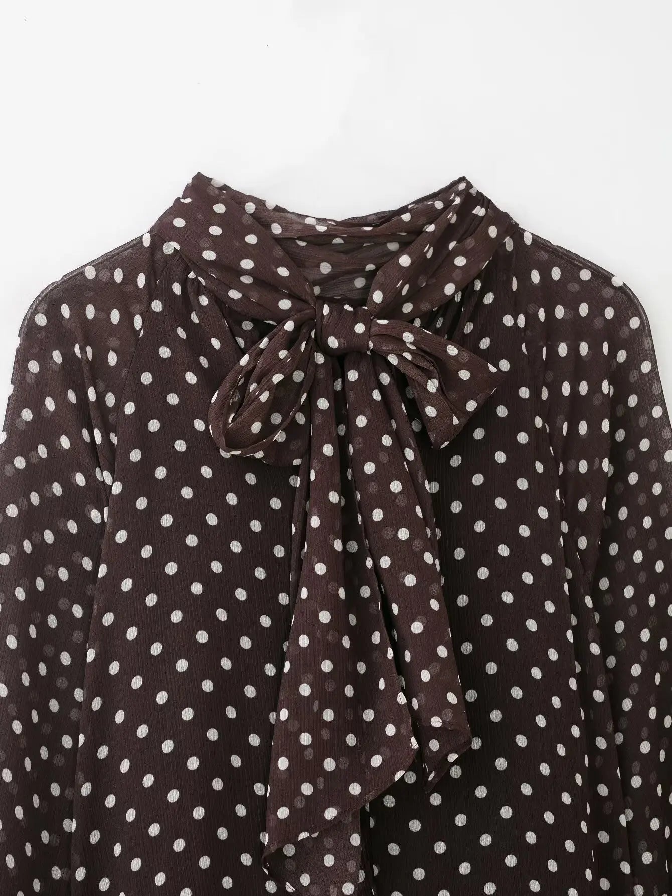 Women's Dots Printed Blouse Shirt Spring Autumn Fashion Long Sleeve Bow Lace-Up Blouse Shirt Lady Elegant High Street Blouses