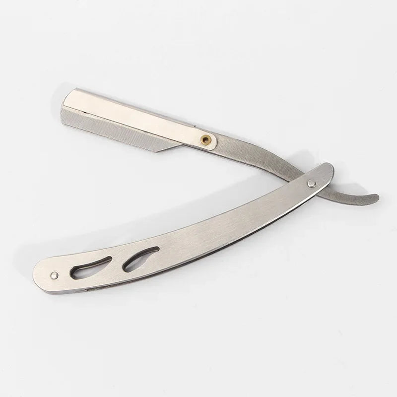 Stainless Steel Razor Holder Golden Men's Manual Folding Straight Edge Shaver Barber Shop Beard Trimmer With Shaving Blade Y1003