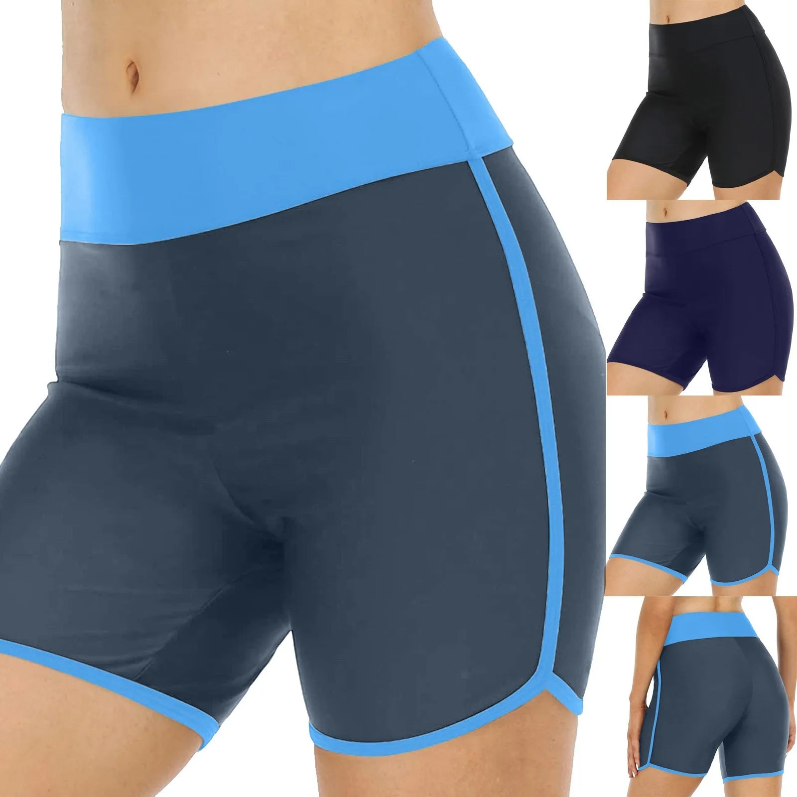 Womens High Stretchy Swim Bottoms Swimming Trunks Boyshorts Summer High Waist Bikini Bottom Bathing Suit Beach Swim Shorts