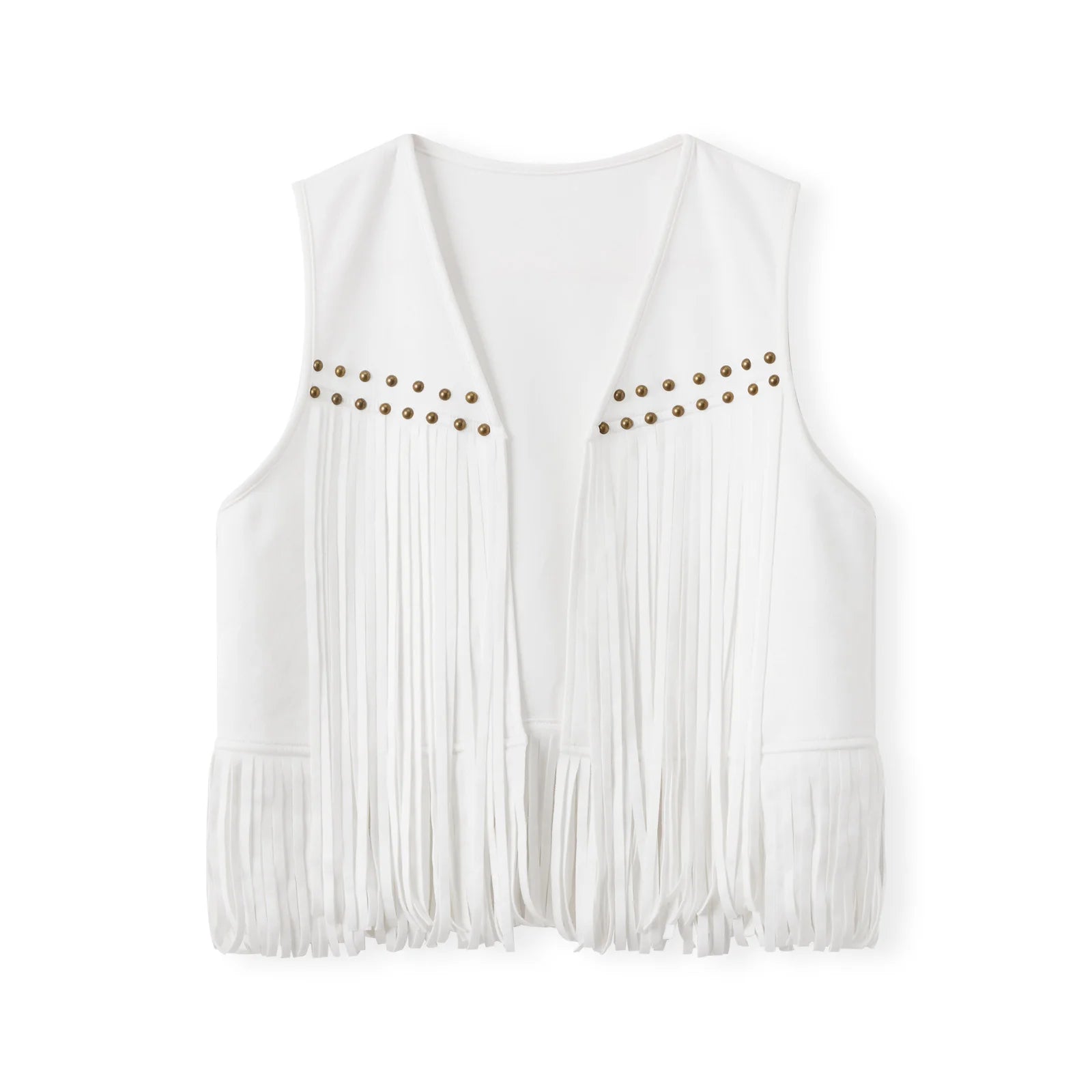 Suede Tassel Vest Women's 70s Hippie Outfit Sleeveless Open Front Vest Western Jacket