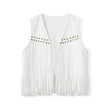 Suede Tassel Vest Women's 70s Hippie Outfit Sleeveless Open Front Vest Western Jacket