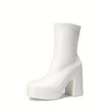 Women's Chunky Platform Ankle Boot High Block Heels Square Toe Lightweight Comfort Party Dress Booties Shoes For Women sx2308109273973634