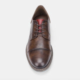 Men's Casual Leather Shoes Cap Toe Derby Lace-up Business Formal Dress Shoes Retro British Style Office Wedding Footwear