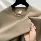 High Quality 100% Cotton Short Sleeve Men's T-Shirt Summer Round Neck Loose Casual Solid Color Plus Size Breathable Top Women