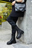 Platform Women's Ankle Boots Autumn 2023 Black White Thick Bottom Motorcycle Botas Mujer Pu Leather Non-Slip Combat Boots Women