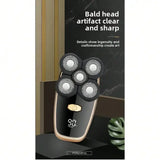 Five-Knife-Headed Bald Artifact, Full-Body Water-Washed Electric Razor, Self-Scraping To Remove Hand Residues, Quick Shaving Without Stubble, For Men