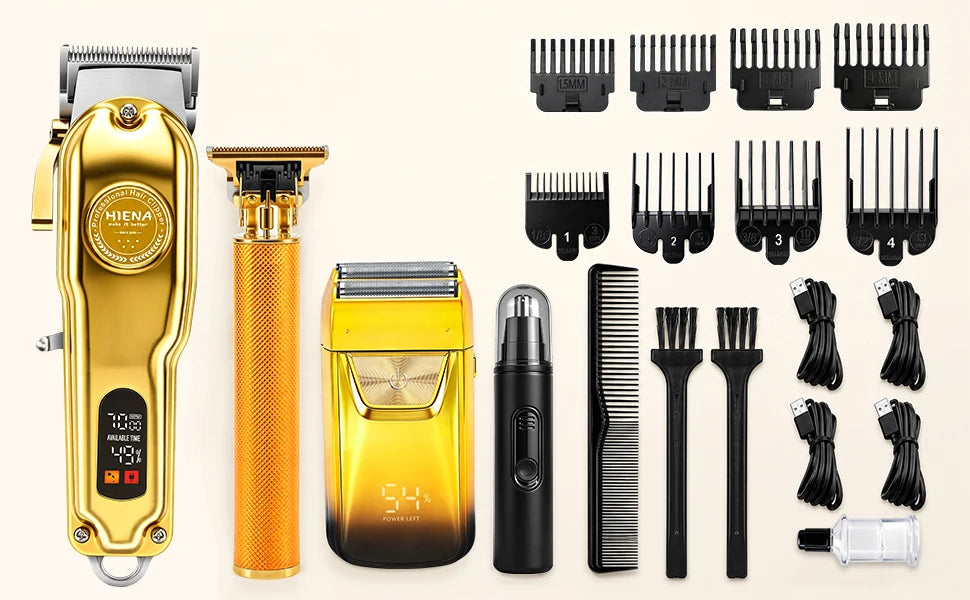 Grooming Kit for Men, Electric Hair Clipper, T-Blade Trimmer, Foil Shaver and Nose Trimmer, Rechargeable Cordless