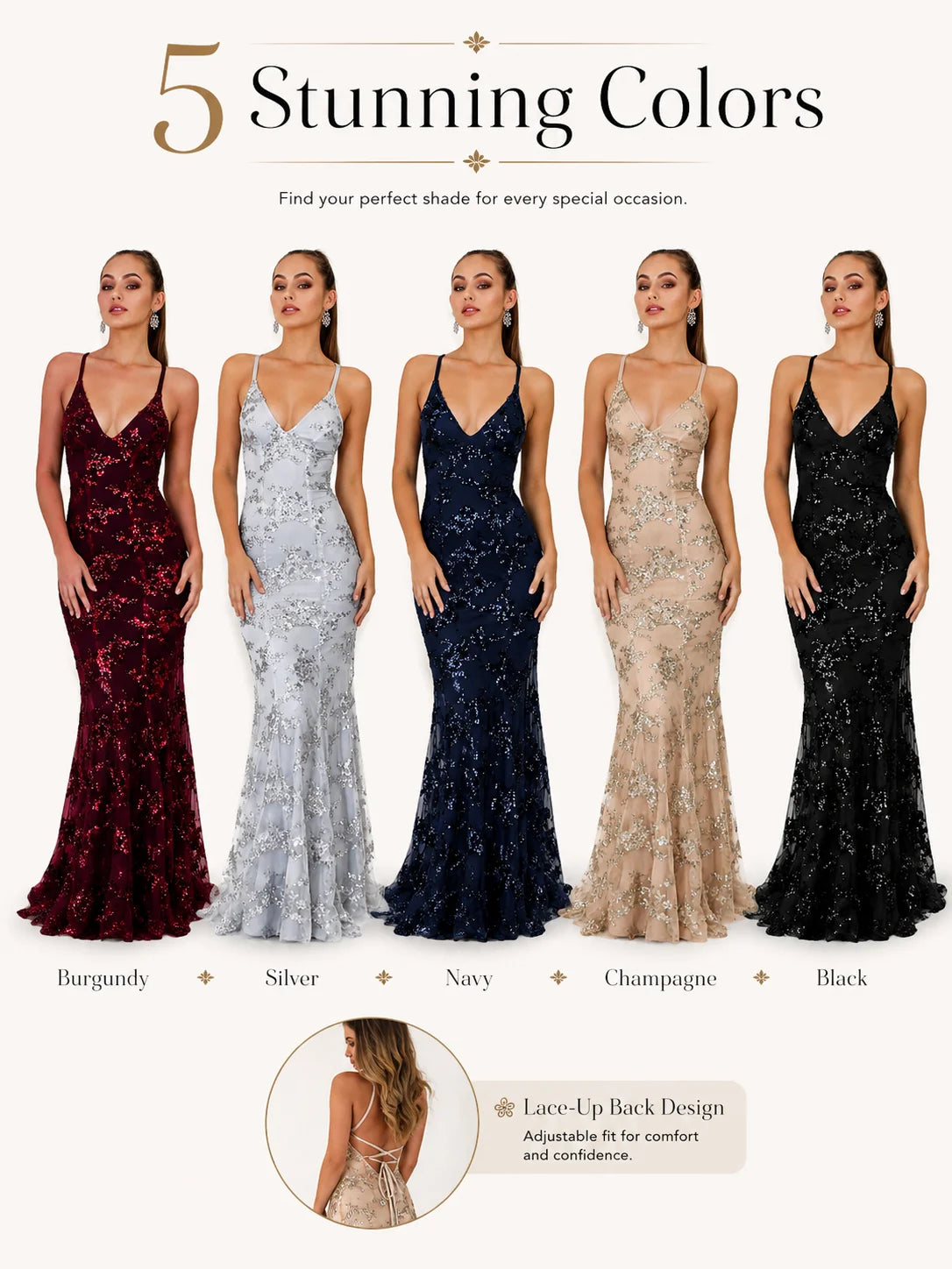 Sexy Sequin Floral Mermaid Evening Gown for Women Deep V Neck Spaghetti Strap Formal Prom Dress Floor Length Tulle Wedding Guest Party Ball Gown