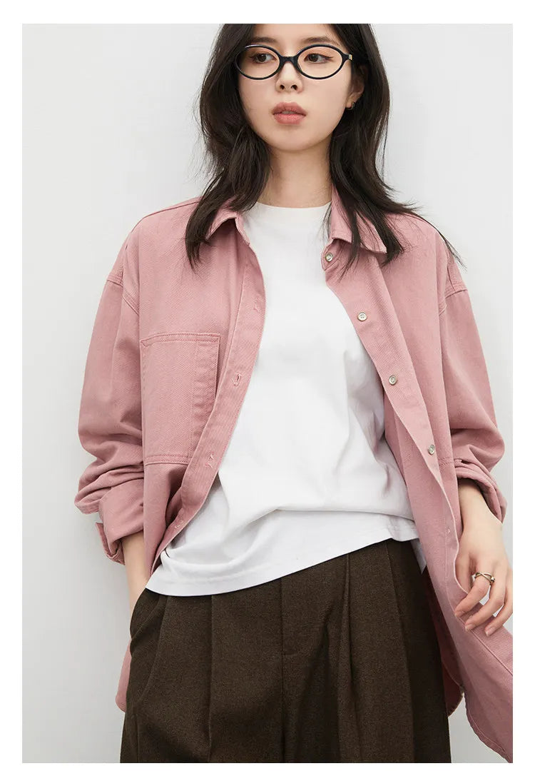 CHIC VEN Fashion Women Shirt Loose Casual Pink Long Sleeve Vintage Cotton Female Blouses Spring Summer 2026 Woman Jacket