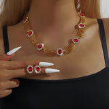 Luxury and High-End Retro Gemstone Necklace Earrings, Bride's Wedding Banquet Jewelry Set, Date, Birthday, Dinner Party