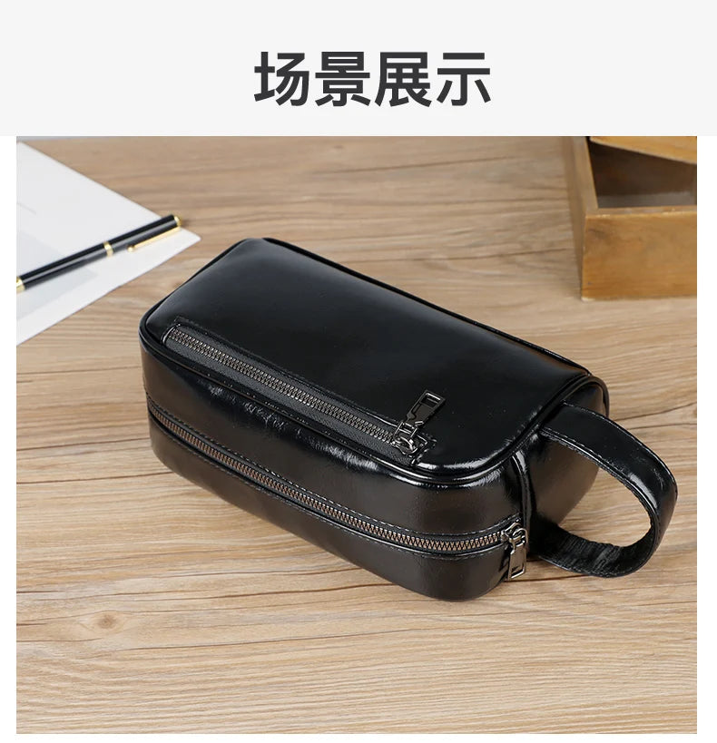 Male Long Money Wallets Mobile Phone Pouch Men Messenger Bag Anti-Theft Men's Fingerprint Lock Bags for Men Leather Hand Bag