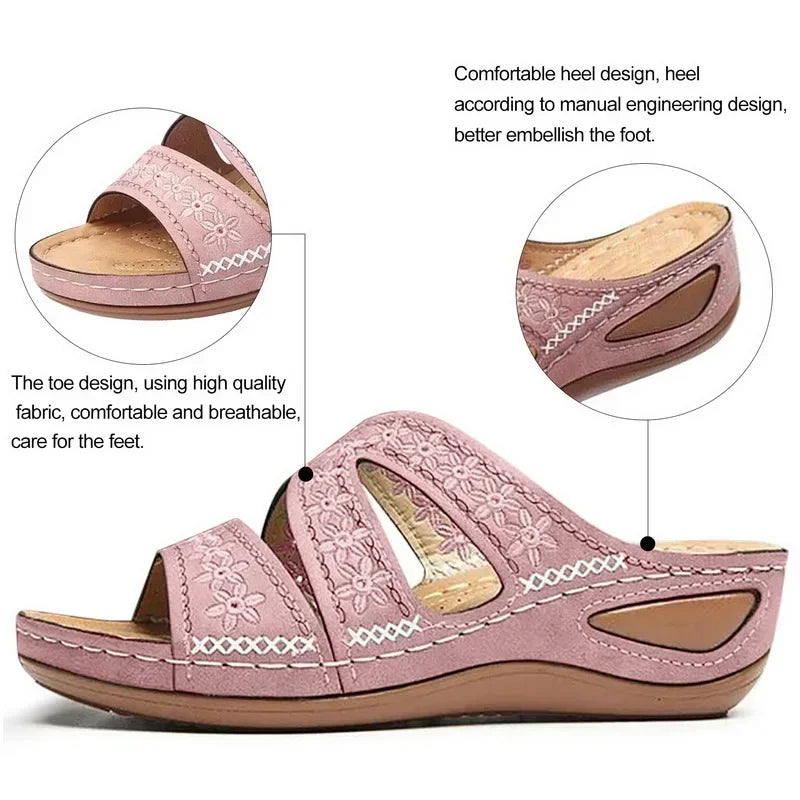 Summer 2025 women's sandals with exposed toes, retro anti slip leather casual women's fashionable versatile sandals