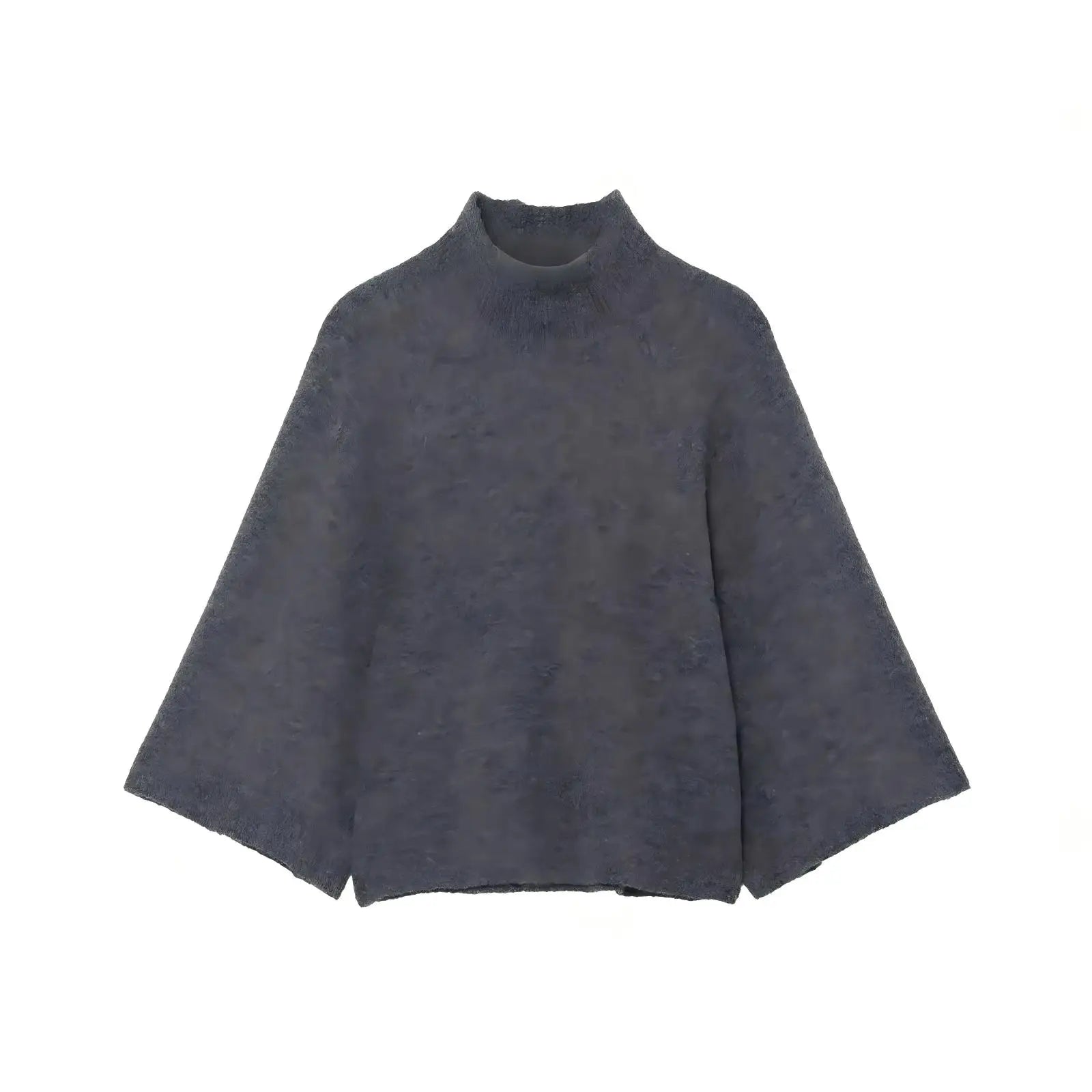 KONDALA Casual Chic Blue Knit Sweaters Women O Neck Half Sleeve Loose Short Pullovers Fashion 2026 Spring Elegant Y2K Girl Tops