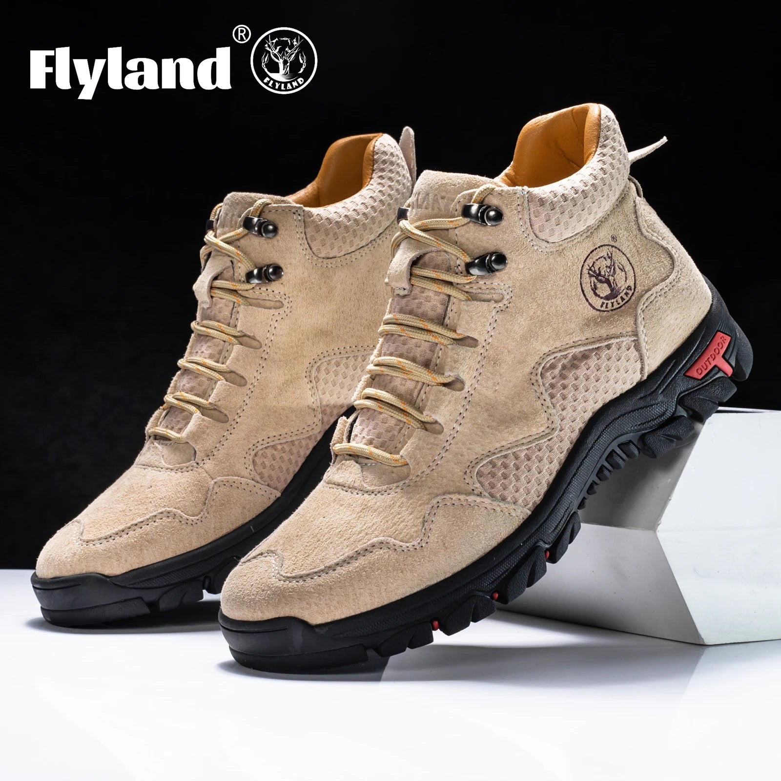 FLYLAND Men's Ankle Boots Casual Leather Shoes Fashion Vintage Hand Stitching Soft Business Handmade Shoes