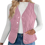 Women's Warm Vest Lightweight Slim Short Single-Breasted Cold-Proof Vests Winter Outdoor Sports Hiking Vests with Pockets