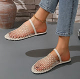 Summer Mesh Sandals Women Casual Ballet Flats Hollow Out Beach Shoes Woman Loafers Summer Closed Toe Mules Sandalias Mujer