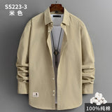2022 Mens Harajuku Colors Oversized Shirt  100% Pure Cotton Men Korean Fashion  Long Sleeve Shirts Male Button Up Shirts Blouses