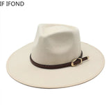 2024 Fashion Women Winter Wool Fedora Hat Men Simple Wide Brim Vintage Felt Jazz Hats New Top Trilby Cap