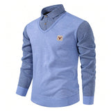 US Size Men's Polo Neck Pullover Autumn Winter Sweaters Striped Causal Shirts Pullover Sweaters New Jersey Knitwear
