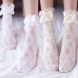 New Design Lace Socks Japanese Style Lolita Kawaii Sock Women's Summer Mesh Breathable Fishnet Socks Sweet Ballet Cute Bow Socks