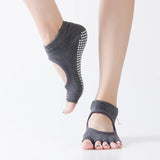 Women Backless Five Toe Yoga Socks Non-Slip Cotton Ladies Dance Ballet Socks Open Half Breathable Fitness Sport Sock for Pilates