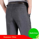 Business Men's Fall Spring Fashion Long Pants Formal Suit Pants Male Elastic Straight Casual Autumn Thick Trousers Plus Big Size