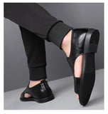 New Style Perforated, Breathable and Anti-Slip Outerwear Casual Leather Slip-On Sandals for Men Size 48 Large Size