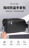 Male Long Money Wallets Mobile Phone Pouch Men Messenger Bag Anti-Theft Men's Fingerprint Lock Bags for Men Leather Hand Bag
