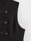 SLTNX Women's Top 2026 Spring New Black Sleeveless Rope Knot Decorative Slim Fit Top Vest Unique Fashion Cool Trendy
