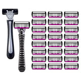 Safety Razor With 3/6/12/18/24/36Pcs 6 Layer Stainless Steel Shaving Cartridges For Men Women Hair Removal Shaving▪