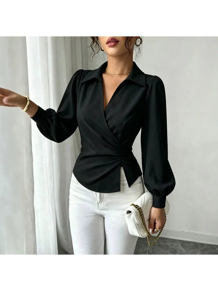 Fashion women Blouses and Shirts White Long Sleeve Blouse 2026 New Spring Autumn Basic Tops Chic Women's Shirt for Women office