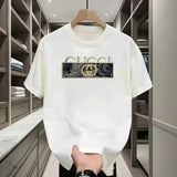 Men's Luxury Style T-Shirt Casual Cotton Short Sleeve Crew Neck Navy Blue Fashion Streetwear Tee for Daily Wear Print Pattern