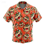 Hawaiian Skull Logo Full Print Collar Men's Flower Shirt Anime Periphery