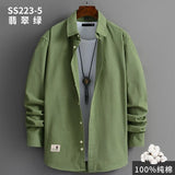 2022 Mens Harajuku Colors Oversized Shirt  100% Pure Cotton Men Korean Fashion  Long Sleeve Shirts Male Button Up Shirts Blouses