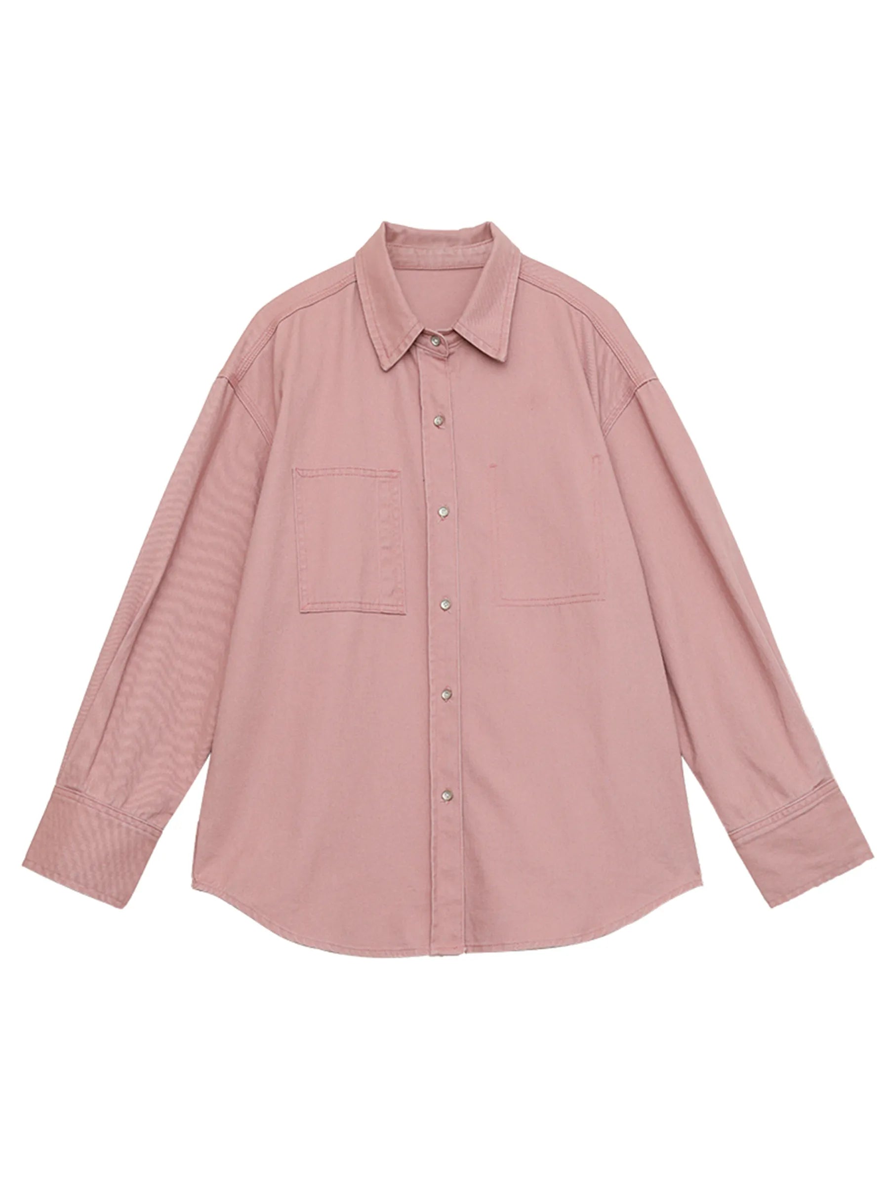 CHIC VEN Fashion Women Shirt Loose Casual Pink Long Sleeve Vintage Cotton Female Blouses Spring Summer 2026 Woman Jacket