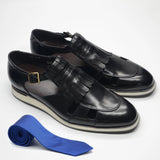 Classy Trending Mens Tassel Sandals Genuine Leather Buckle Strap Hollow Out Summer Casual Shoes for Men Comfortable Breathable