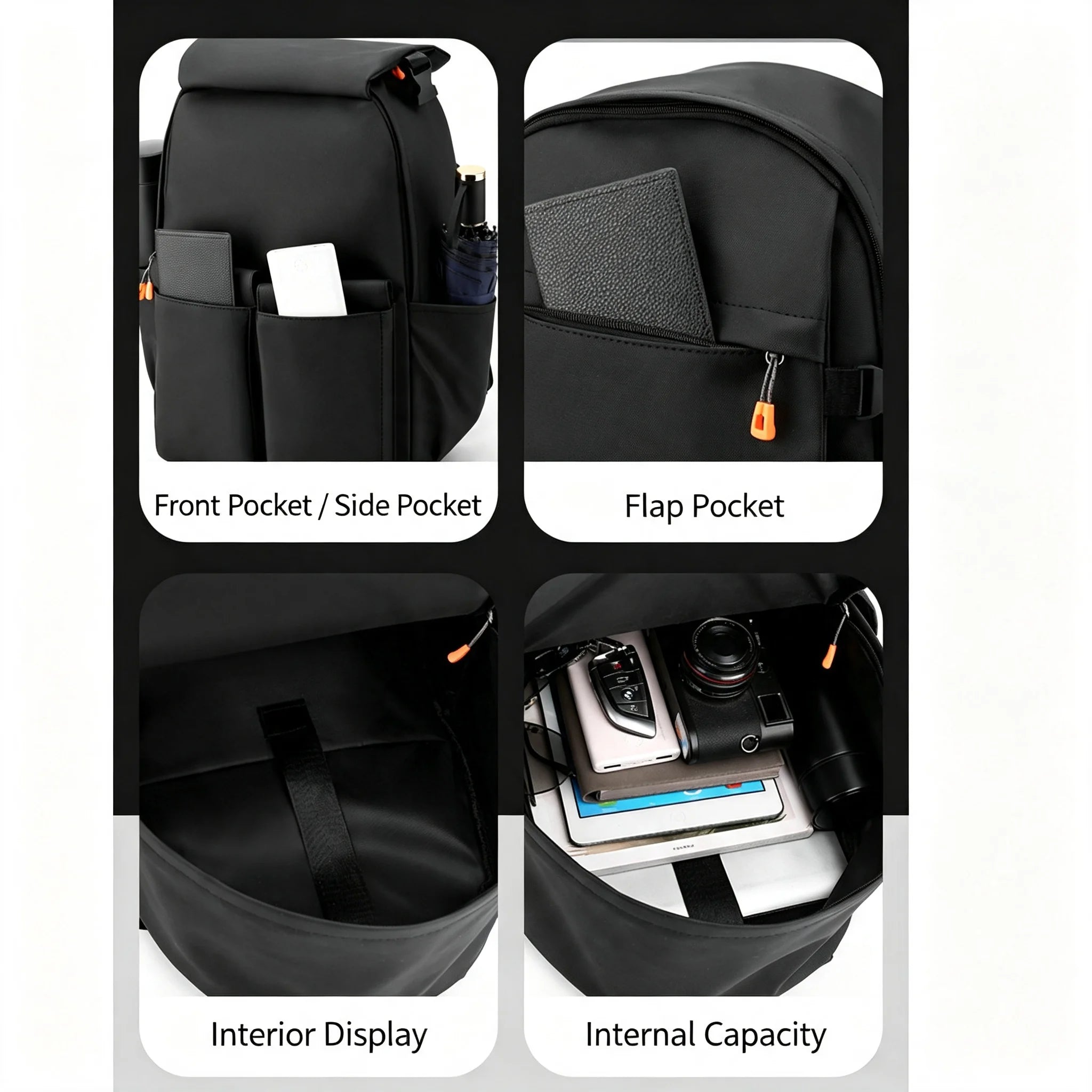 Large Capacity Men's Business Backpack, Waterproof Wear-resistant Fabric, Multi-layer Separate Storage Compartments,Breathable Pressure-reducing Shoulder Straps, Perfect for Daily Commuting and Short Business Trips, Multifunc