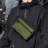 Fashionable Multi-Layer Shoulder Bag for Man,Hand-Held Casual Crossbody Bag, Suitable for Commuting, Daily Use,Black Business Travel Bag, Solid Color Minimalism Handbag