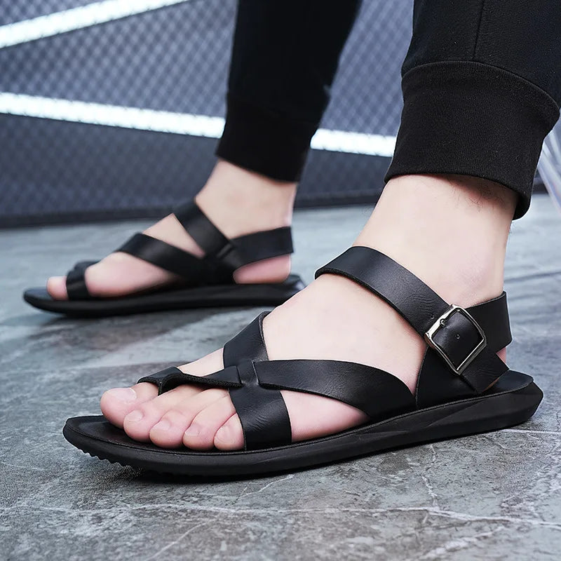 Summer Men Rome Genuine Leather Roman Sandals Gladiator 2024 Sandalias Romanas Hombre Flat Sandles Dropshipping